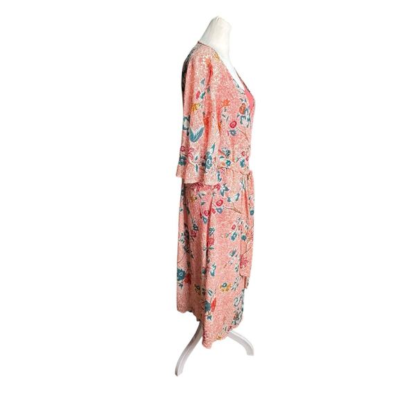 Anthropologie Pink Floral Wrap Dress Sz S Romantic Boho Cottagecore Soft Girl - Picture 9 of 13